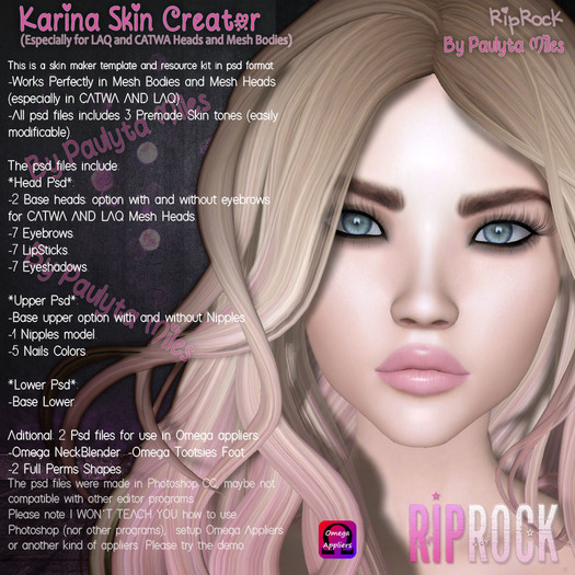 DEMO RipRock - Karina Skin Creator for LAQ, Catwa and mesh bodies.