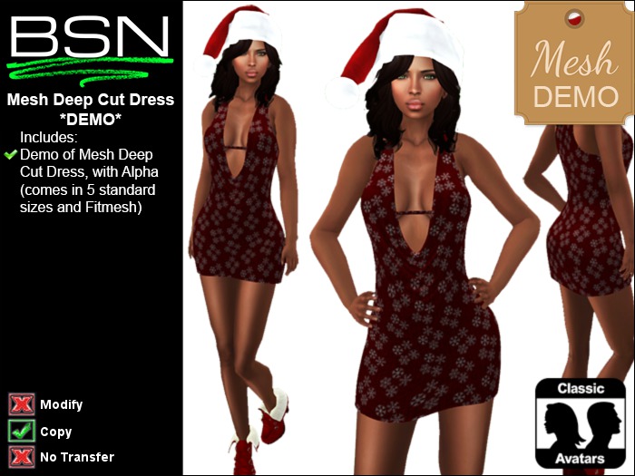 BSN Mesh Deep Cut Dress - DEMO