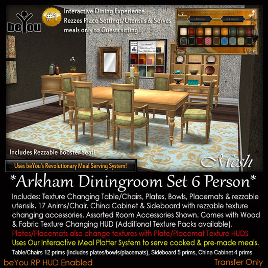 Boxed Arkham Diningroom Set 6 Person