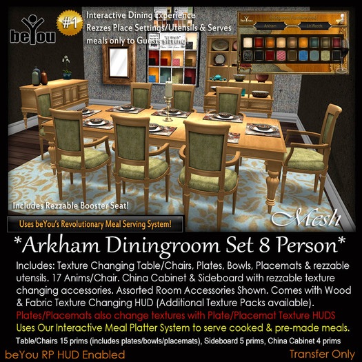 Boxed Arkham Diningroom Set 8 Person