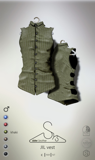 [sYs] JIL vest (Male body mesh) - khaki GIFT <3