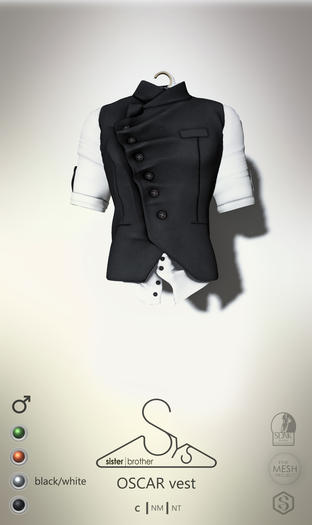 [sYs] OSCAR vest (Male body mesh) - black/white