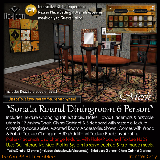 beYou Sonata Rd 6 Person Interactive Diningroom Set 