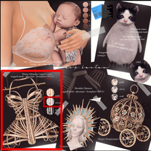 *[BB] Winter Miracles Caged Corset Hourglass Silver RARE
