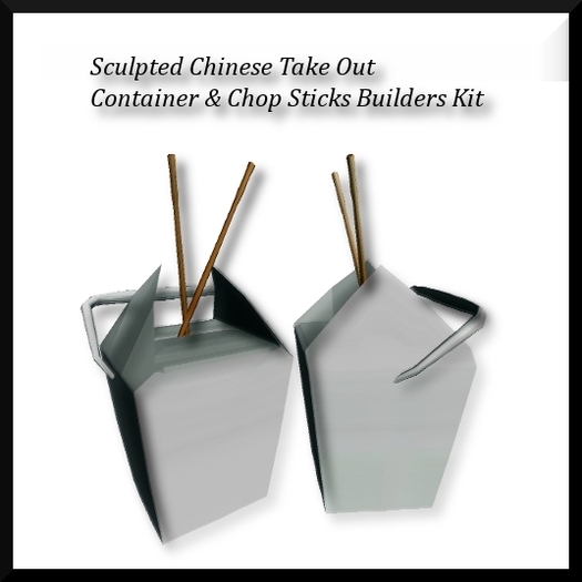 Sculpted Chinese Take Out Container & Chop Sticks Sculpted Prims