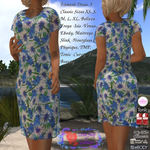 Cornflower Summer Dress Fitmesh DEMO. Classic, Belleza, Ebody, Maitreya, Slink, TMP, Tonic