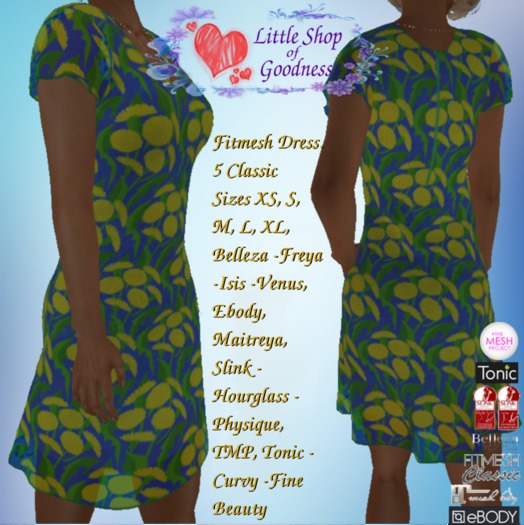 Dandelion Summer Dress Fitmesh. Classic, Belleza, Ebody, Maitreya, Slink, TMP, Tonic