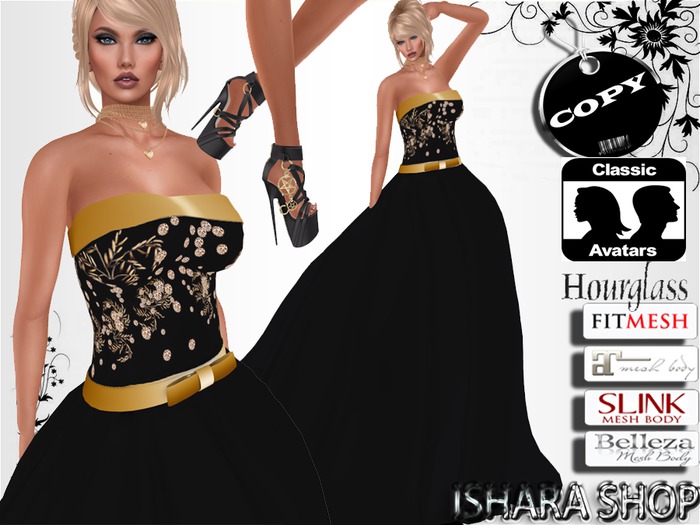GALA DRESS BLACK GOLD