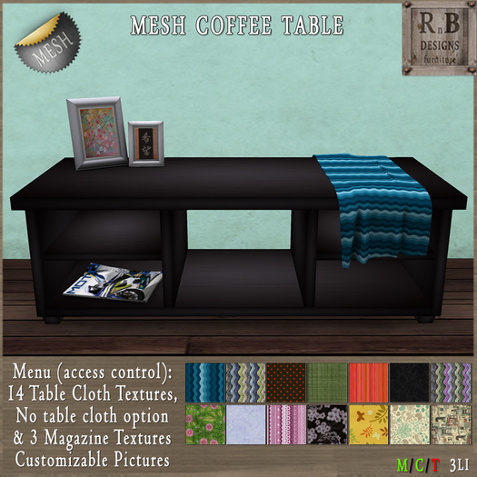 *RnB* Mesh Dakota Coffee Table Black: 14 Table Cloths (copy)