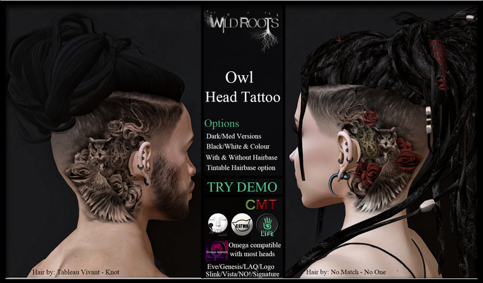 WR - Owl Head Tattoo