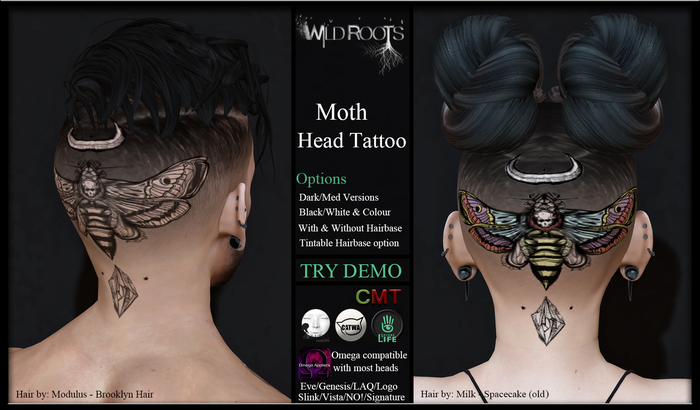 WR - Moth Head Tattoo