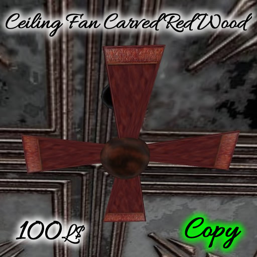 Ceiling Fan carved Red wood