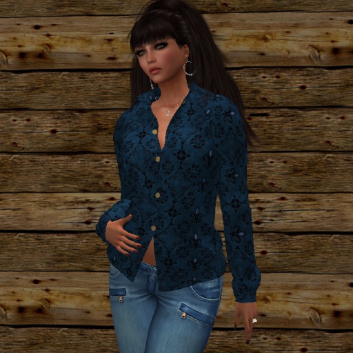 STELLA'S OLD WEST DAMASK BLUE LONG SLEEVE SHIRT {BOXED}