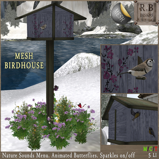 *RnB* Mesh Birdhouse - Blue (sounds & butterflies)(copy)