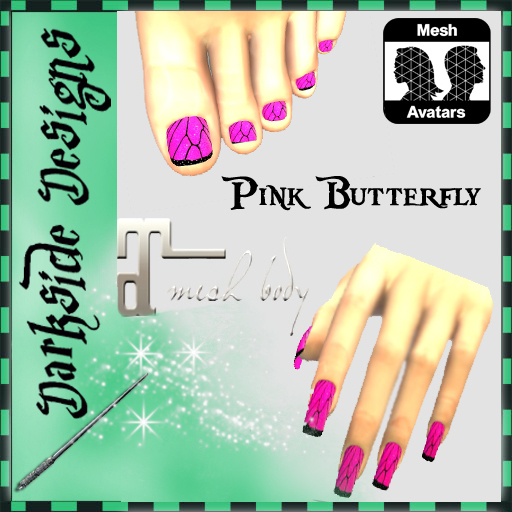 Maitreya Pink Butterfly Nails