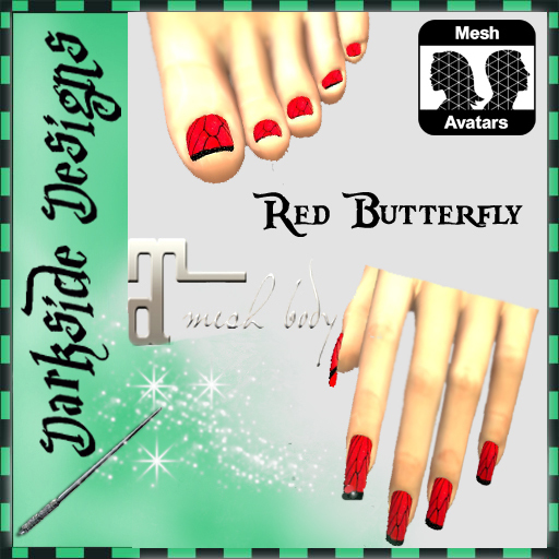 Maitreya Red Butterfly Nails
