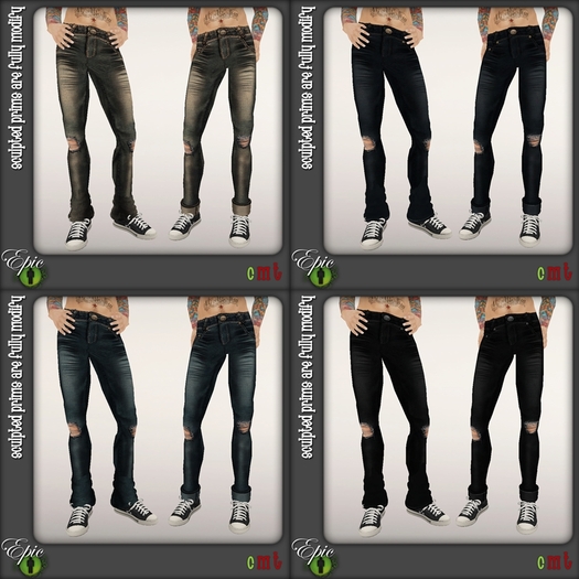 *Epic Men* Distressed Wrinkled & Ripped Denim {Fat Pack}