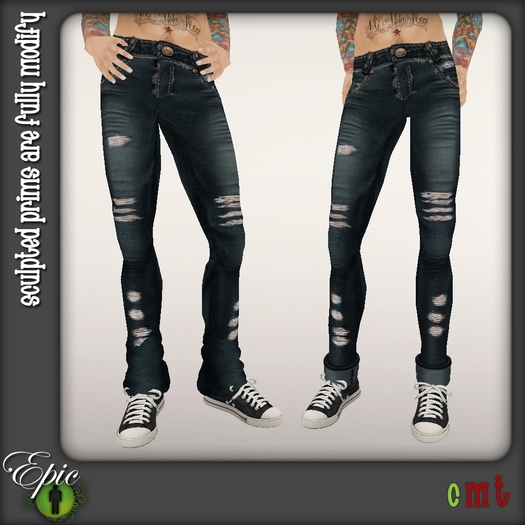 *Epic Men* Distressed Shredded Denim {Light Vintage}