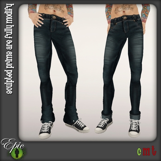 *Epic Men* Distressed Plain Denim {Light Vintage}