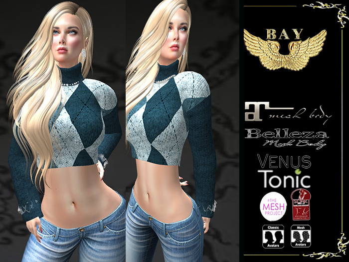 BAY SWETER  TOP ACUA ESTAMP