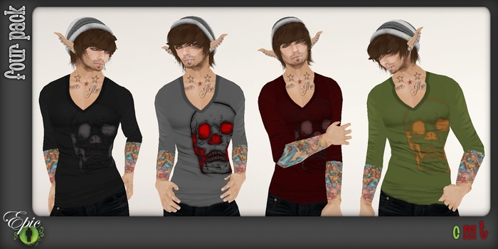 *Epic Men* V-Necks {Skeletorn} [Four Pack One]