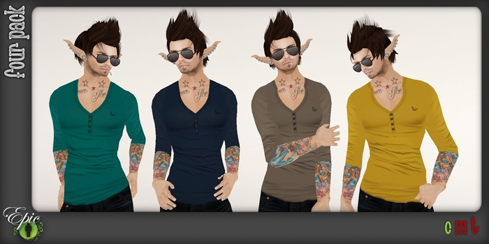 *Epic Men* V-Necks {Plain} [Four Pack Two]