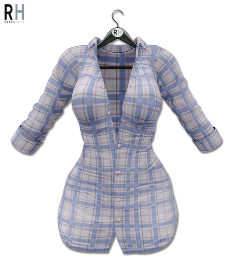 !Rebel Hope - Rina Mesh Shirt Dress - Plaid Blue