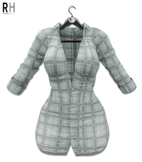 !Rebel Hope - Rina Mesh Shirt Dress - Plaid Gray Green