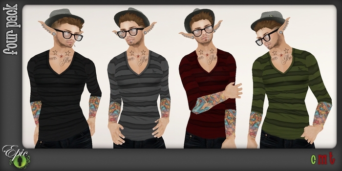 *Epic Men* V-Necks {Striped} [Four Pack One]
