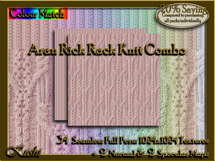 !Kushi! AranRickRackKnitCOMBO Textures -WEAR TO UNPACK