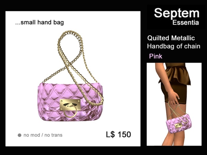 [STARBOW]Quilt Metallic_chain hand bag_pink