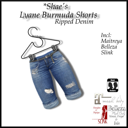 *Shae's Lyane Bermuda Shorts Blue Jean Rips