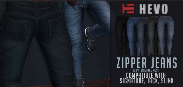 HEVO - Zipper Jeans /  B. [BLUE]