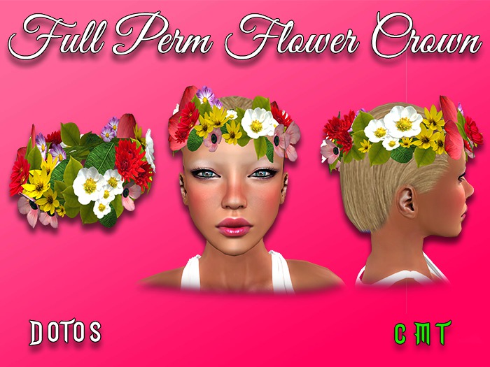 Second Life Marketplace - Full Perm Bento Rigged Flower Crown HQ Mesh 2018