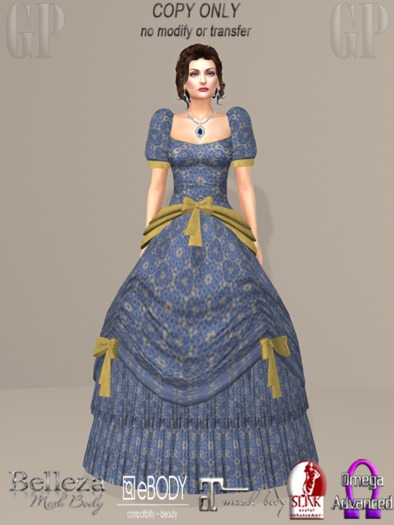 Blue Brocade Ball Gown (Boxed)