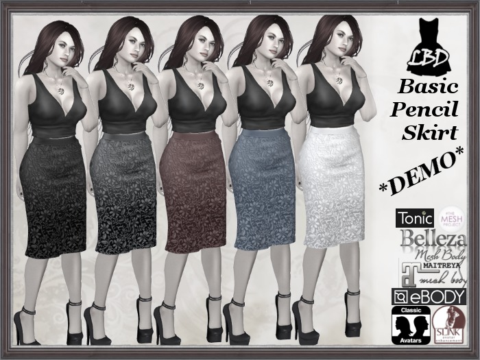 *LBD* DEMO Basic Straight Skirt - Fitted Mesh