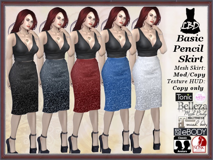 *LBD* Basic Straight Skirt - Fitted Mesh
