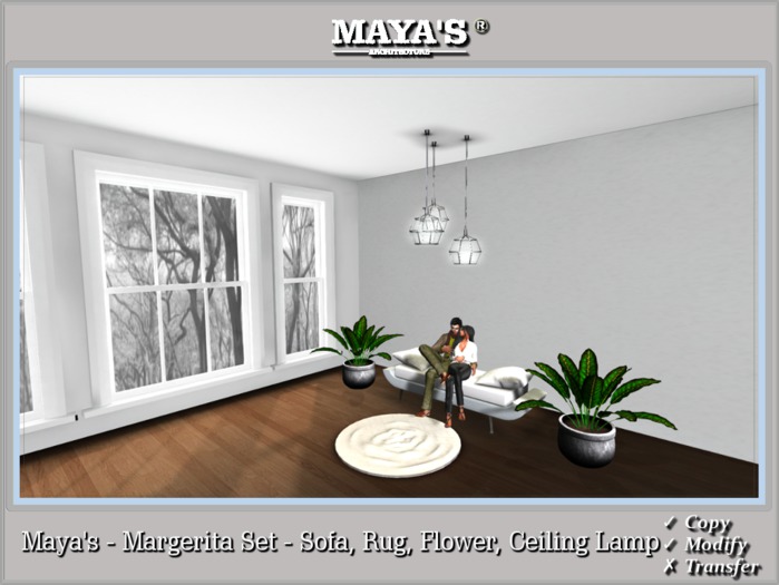 Mayas - Margerita Set - Sofa, Rug, Flower, Ceiling Lamp