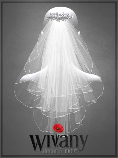 wivany Bridal Veil S-Hairclip w Stephanotis & Veil Text HUD