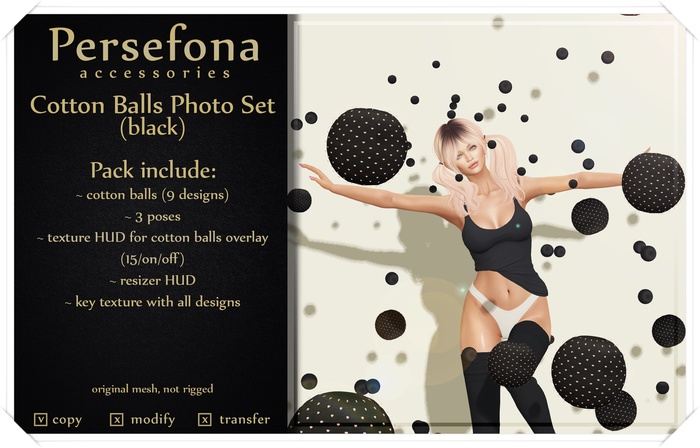 Persefona Cotton Balls Photo Set (black)