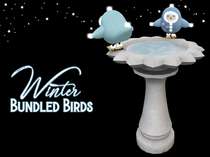 Winter Collection Bundled Birds Birdbath