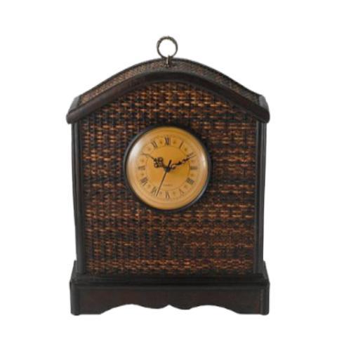 Clock Rattan, gold dial arched top