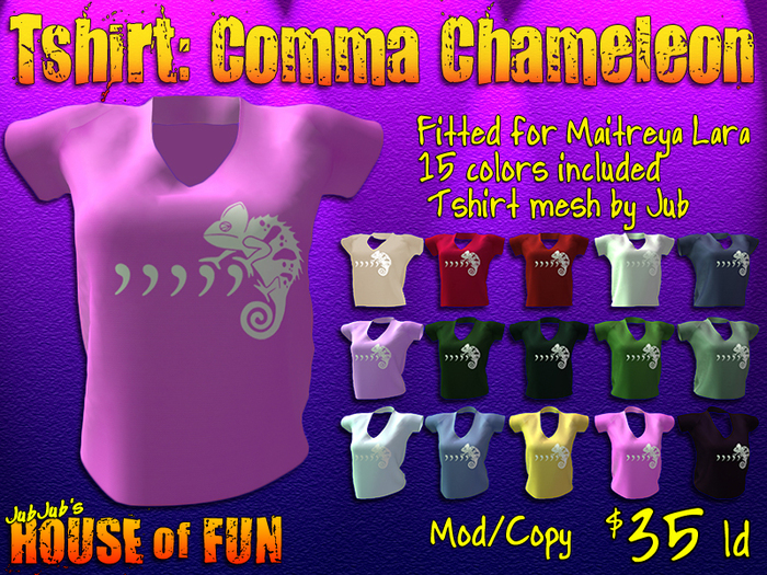 House of Fun: Tshirt: M_Lara: Comma Chameleon