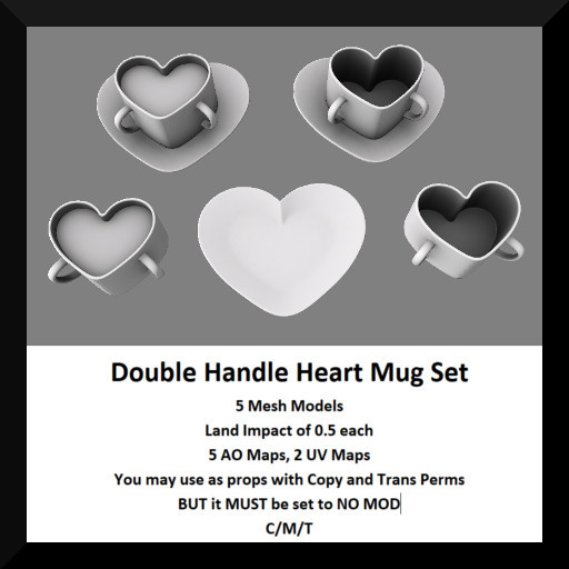 Double Handle Heart Mug Set - Boxed
