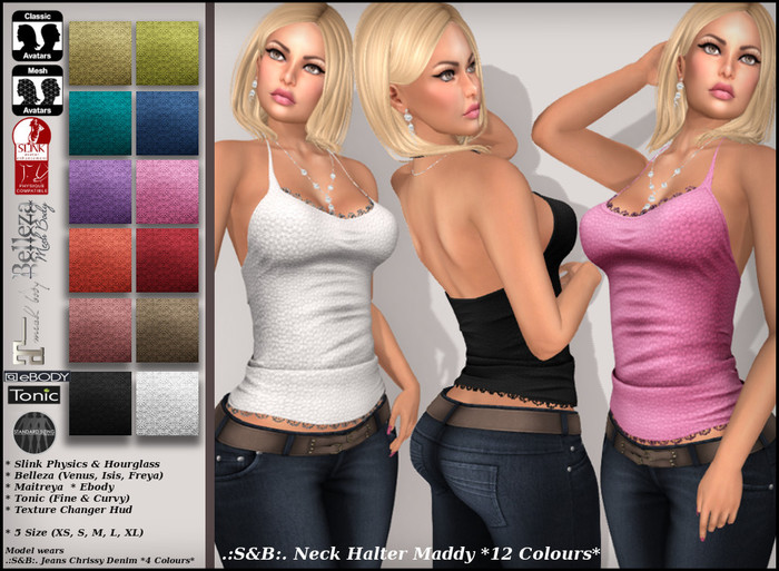 .:S&B:. Neck Halter Maddy *12 Colours*