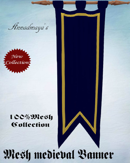 Mesh medieval Banner flag blue