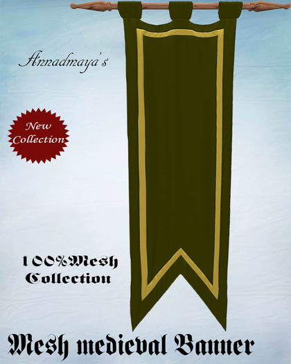 Second Life Marketplace - Mesh medieval Banner ancient green