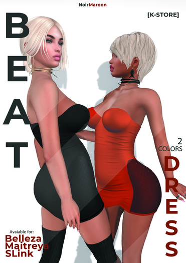 [K-Store] - Beat Dress - Noir + Maroon