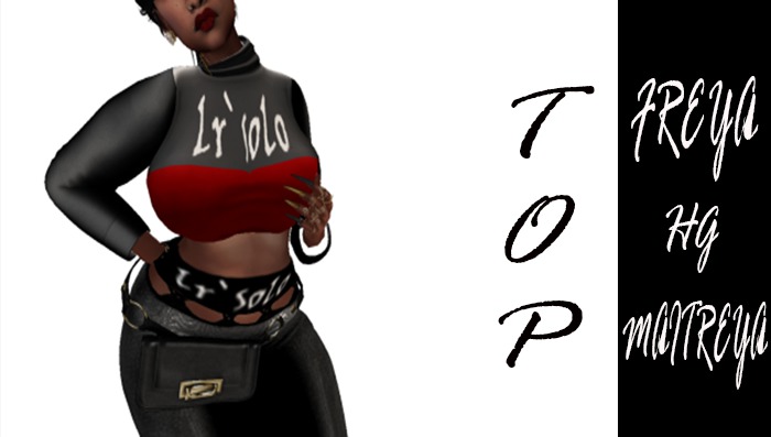 LR` FASHIONS TWO_TONED LR`SOLO TOP [BLCK&RED}