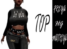 LR` FASHIONS TWO_TONED LR`SOLO TOP [BLCK}